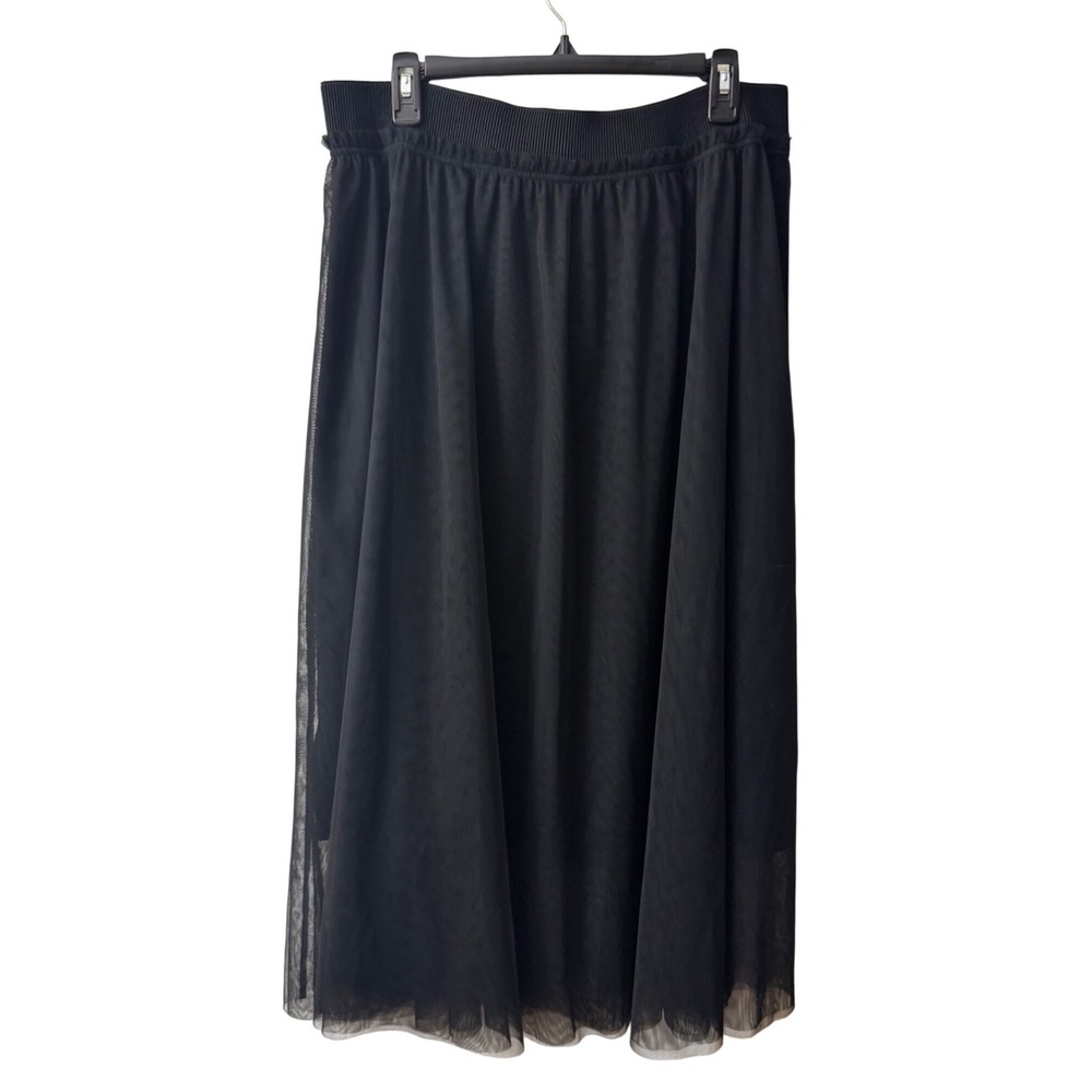 H&M Black Mesh Tulle Midi Skirt Size M NWT Romantic Witchy Balletcore Ethereal - Picture 2 of 5